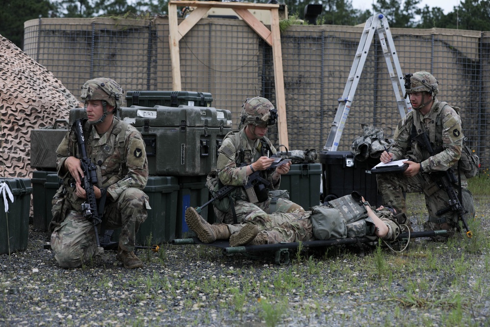 Soldiers execute a nine-line MEDEVAC request at JRTC
