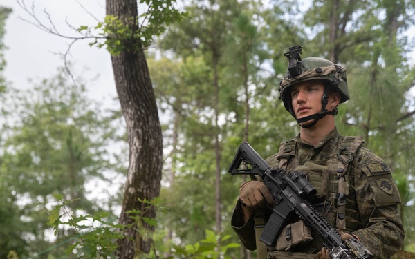 Kosovo soldier pulls security at JRTC