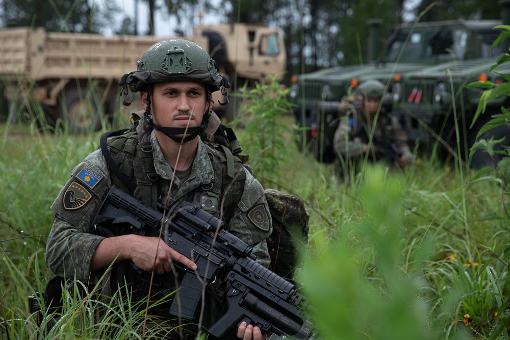 Kosovo soldier pulls security at JRTC