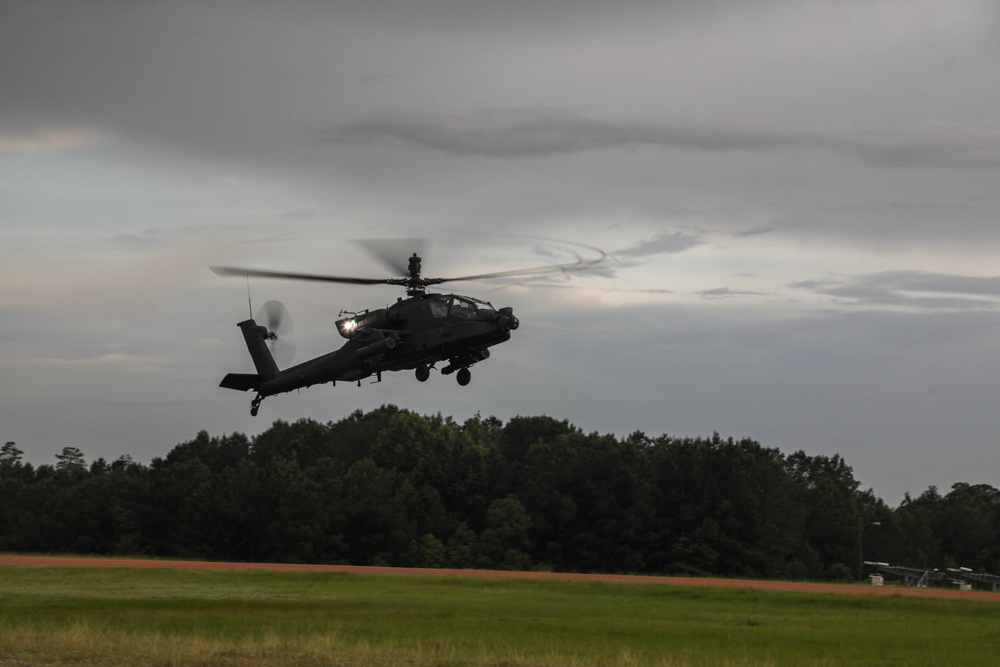 AH-64 Apache prepares to land at JRTC
