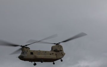 Army helicopters fly overhead at JRTC