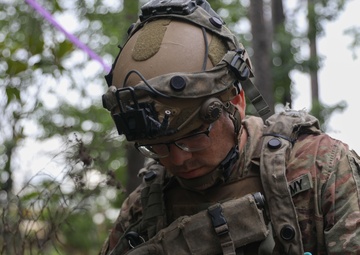 Soldier inspects dropped missile at JRTC