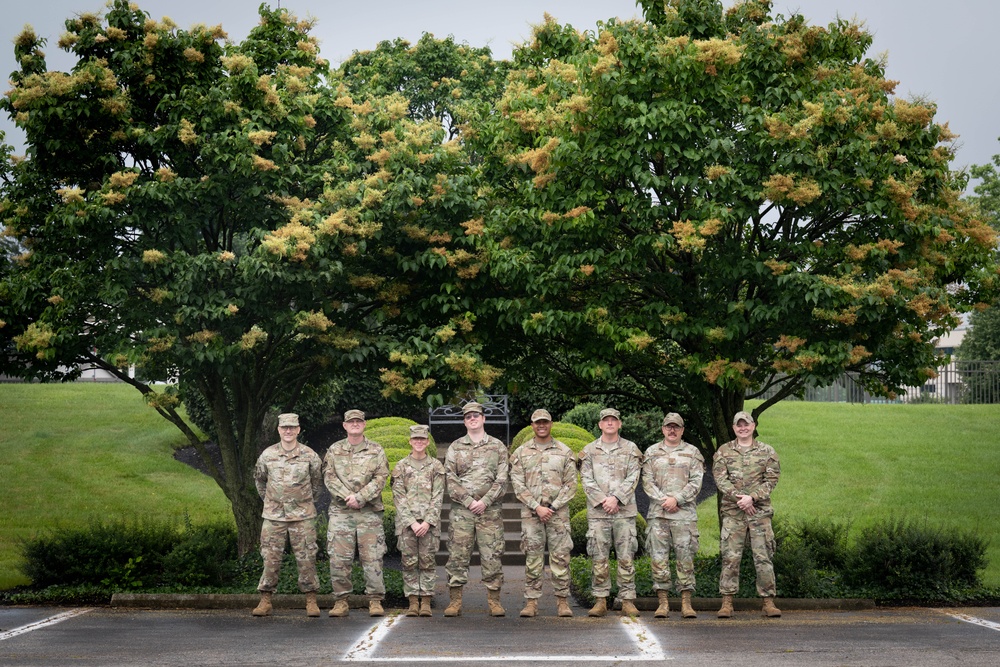 181st Communication Squadron pose for a group photo at Wright-Patterson Air Force Base