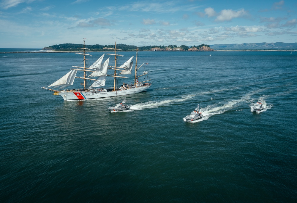 CGC Eagle Sails past Cape Disappointment Lighthouse