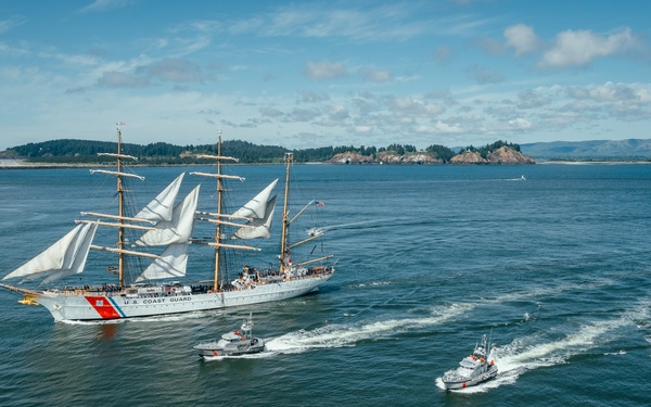 CGC Eagle Sails past Cape Disappointment Lighthouse