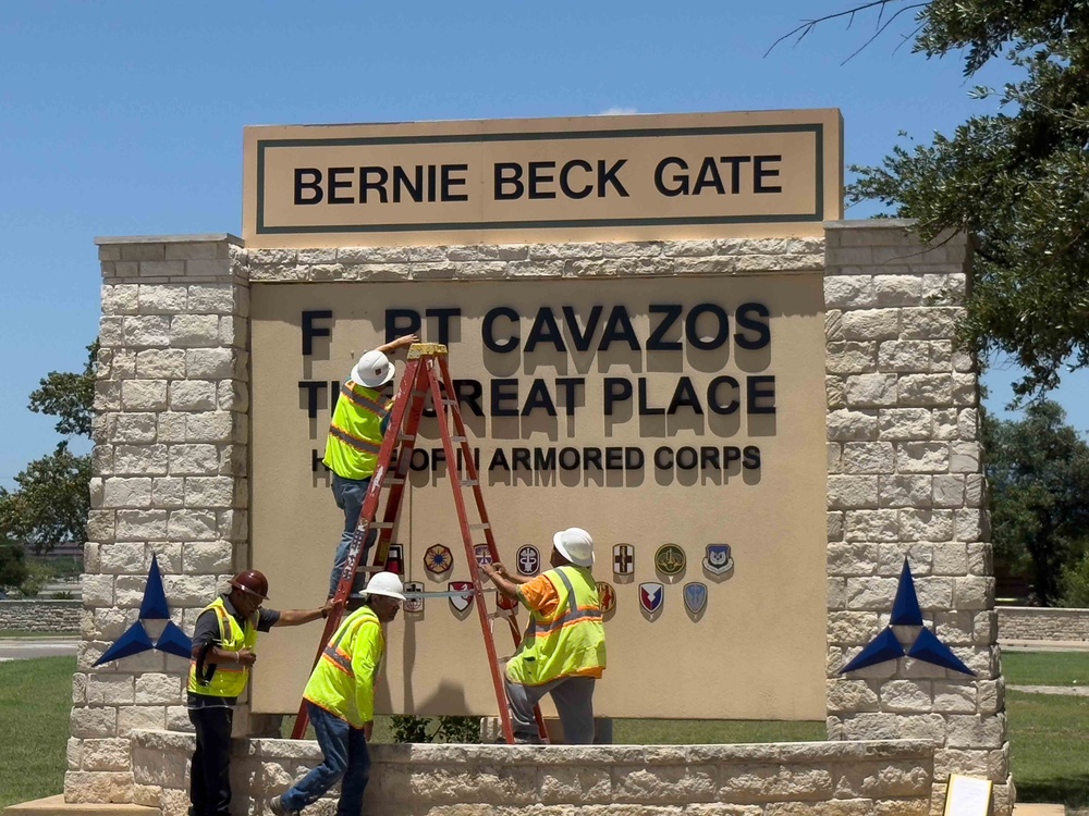 Signage Update Underway at Bernie Beck Gate