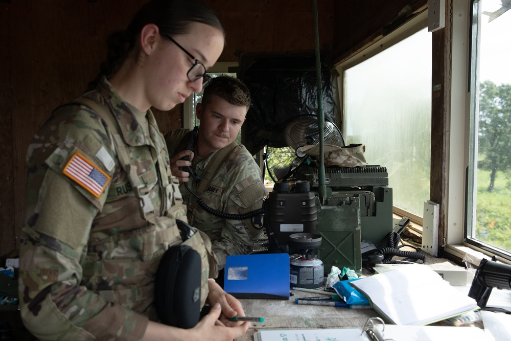 142nd Field Artillery Forward Observers Call for Fire