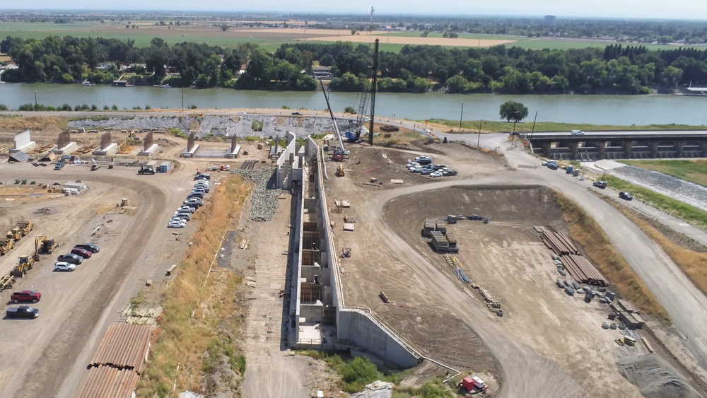 Aerial View Shows Fish Passage Construction Progress