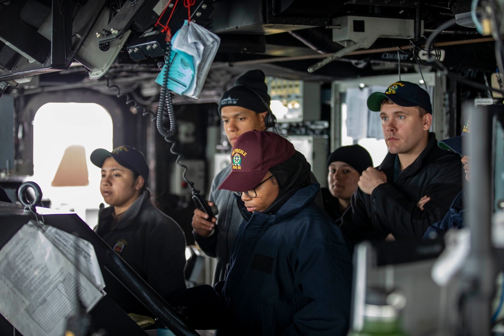 USS Preble Conducts Underway Replenishment with USNS Washington Chambers
