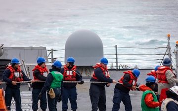 USS Preble Conducts Underway Replenishment with USNS Washington Chambers