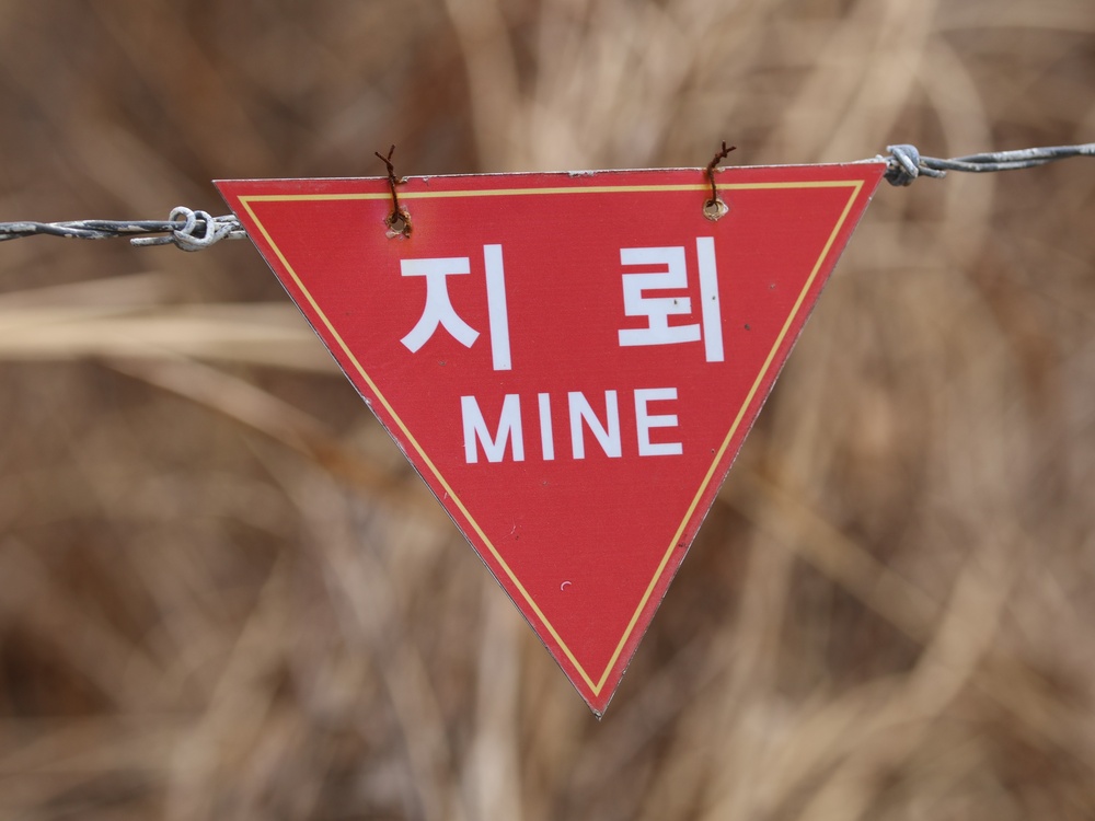 Korean DMZ land mine warning sign