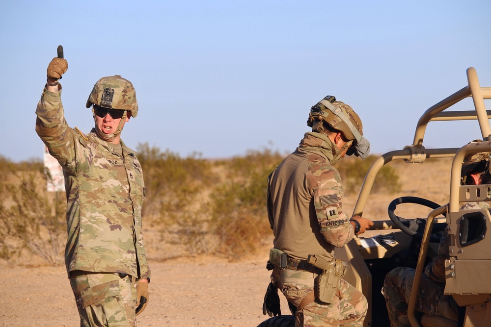 759th Military Police Battalion conduct a patrol using Polaris MRZR vehicles to support southern border mission