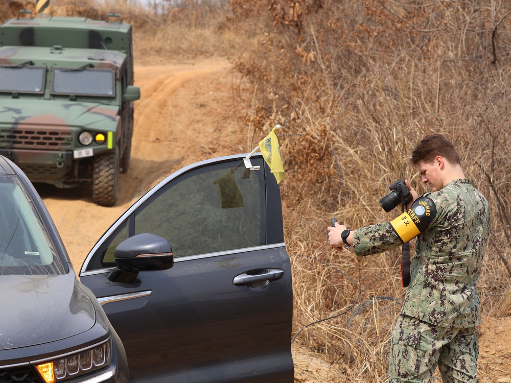 United Nations Command Military Armistice Commission at work in vicinity of Korean DMZ