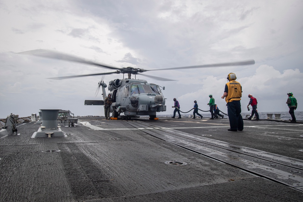 USS Higbee conducts flight operations
