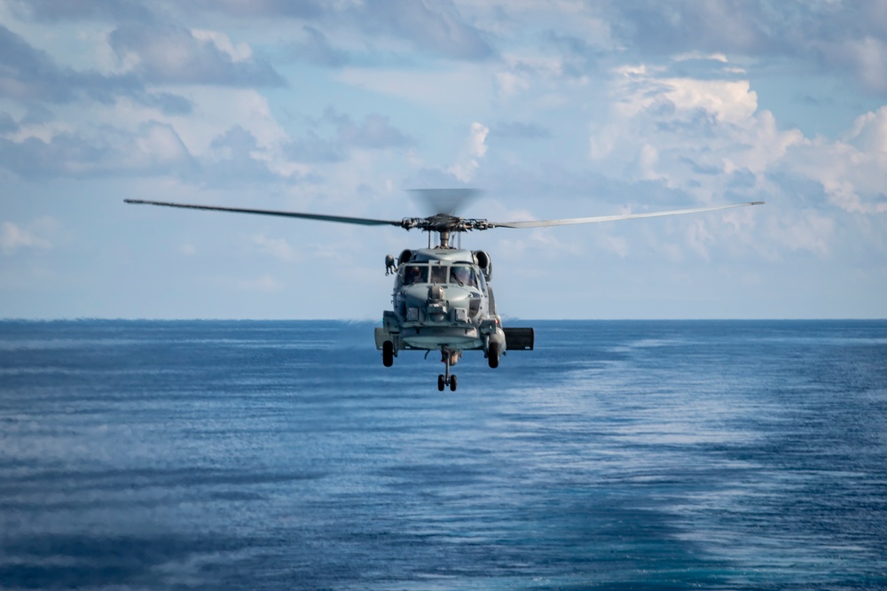 Helicopter comes in for landing