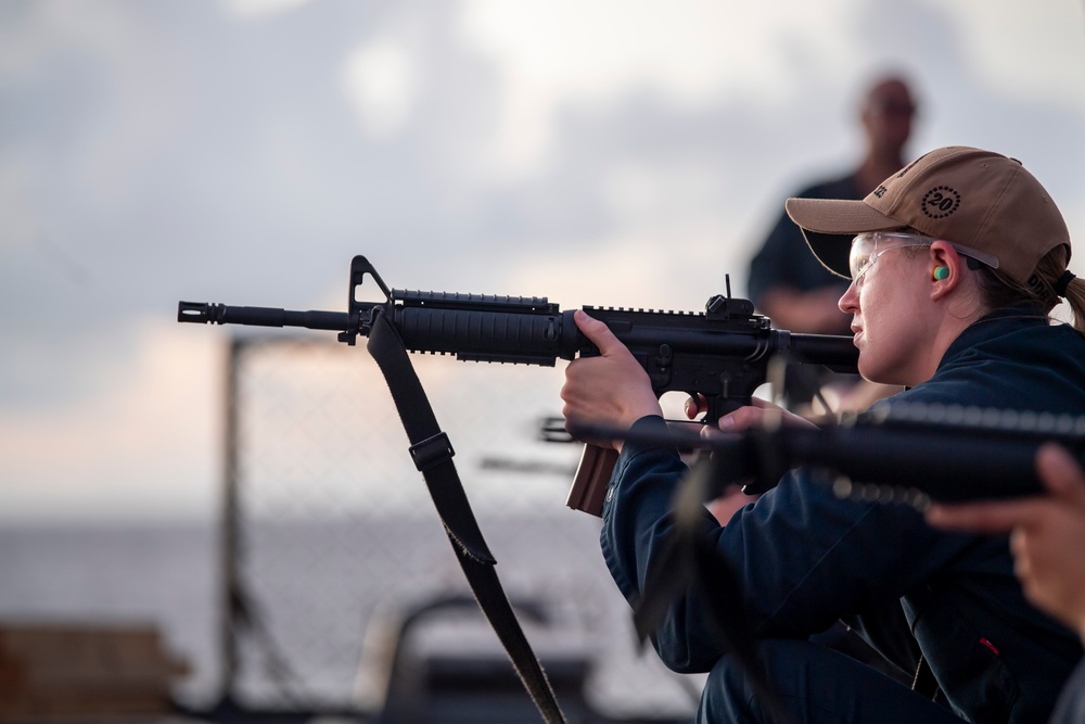 USS Higbee engages in live-fire training exercises