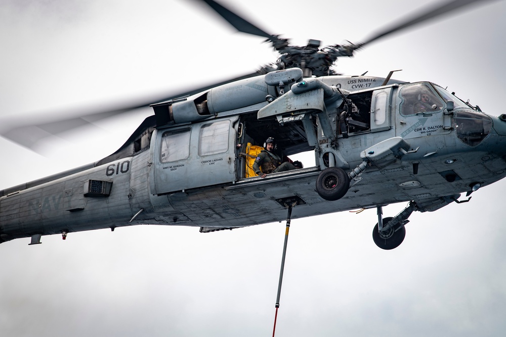 USS Higbee conducts vertical replenishment