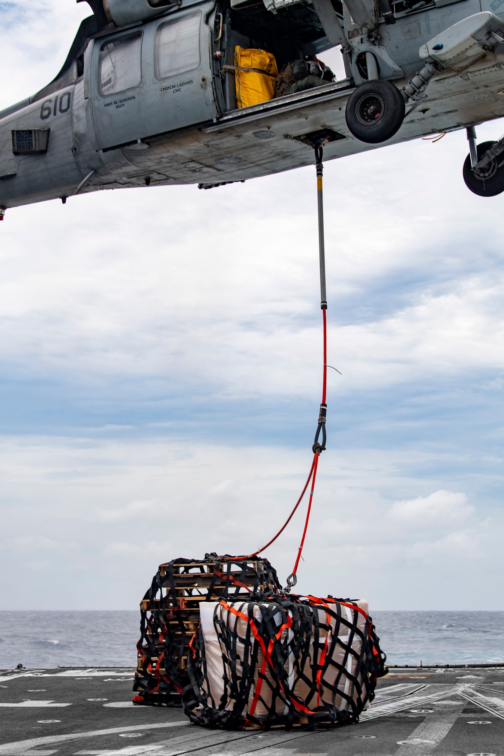 USS Higbee conducts vertical replenishment