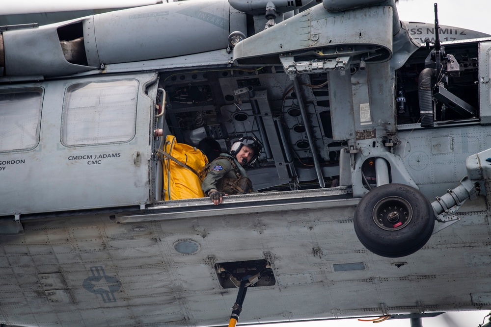 USS Higbee conducts vertical replenishment