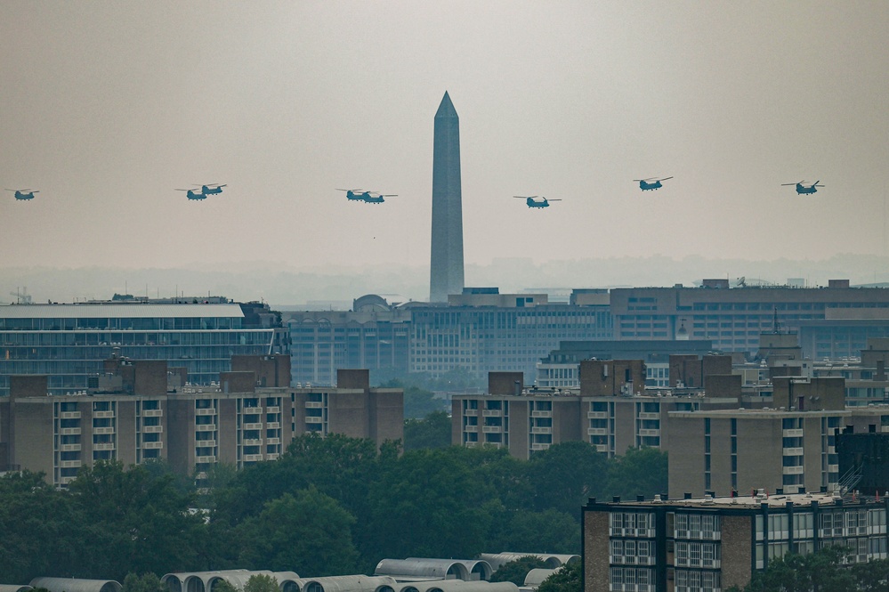 Flyover features military aircraft for Army’s 250th birthday in DC