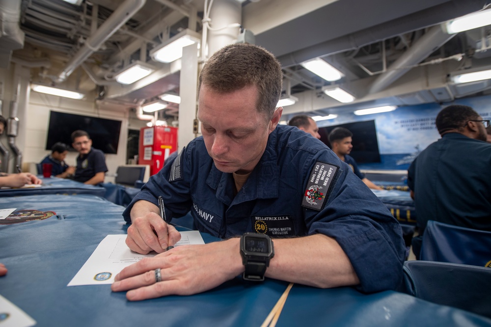 Sailor fills out form