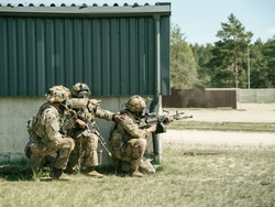173rd Airborne Brigade Executes Military Operation Urban Terrain Training in Lithuania During Swift Response 2025 [Image 1 of 31]