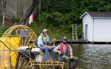 USACE Crew Navigates Local Waterway During Vegetation Survey