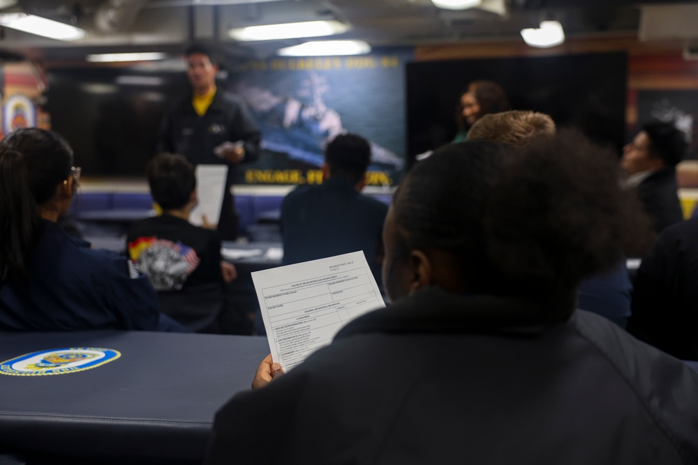 USS Bulkeley Sailors learn about the Sailor of the Quarter program
