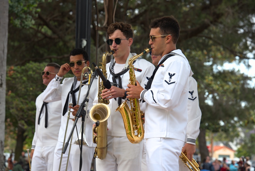 Navy Band Southwest’s 32nd Street Brass Band performs at Spreckels Park in Coronado, CA.