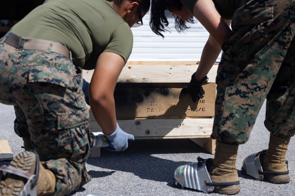 U.S. Marines with Distribution Management Instruction Company practice methods of preservation