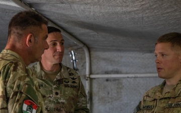 Hungarian Defense Forces Brig. Gen. Balazs Szloszar visits with 12CAB