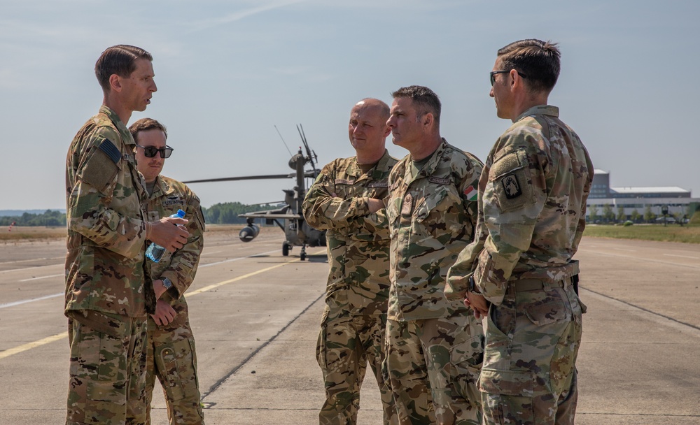 Hungarian Defense Forces Brig. Gen. Balazs Szloszar visits with 12CAB