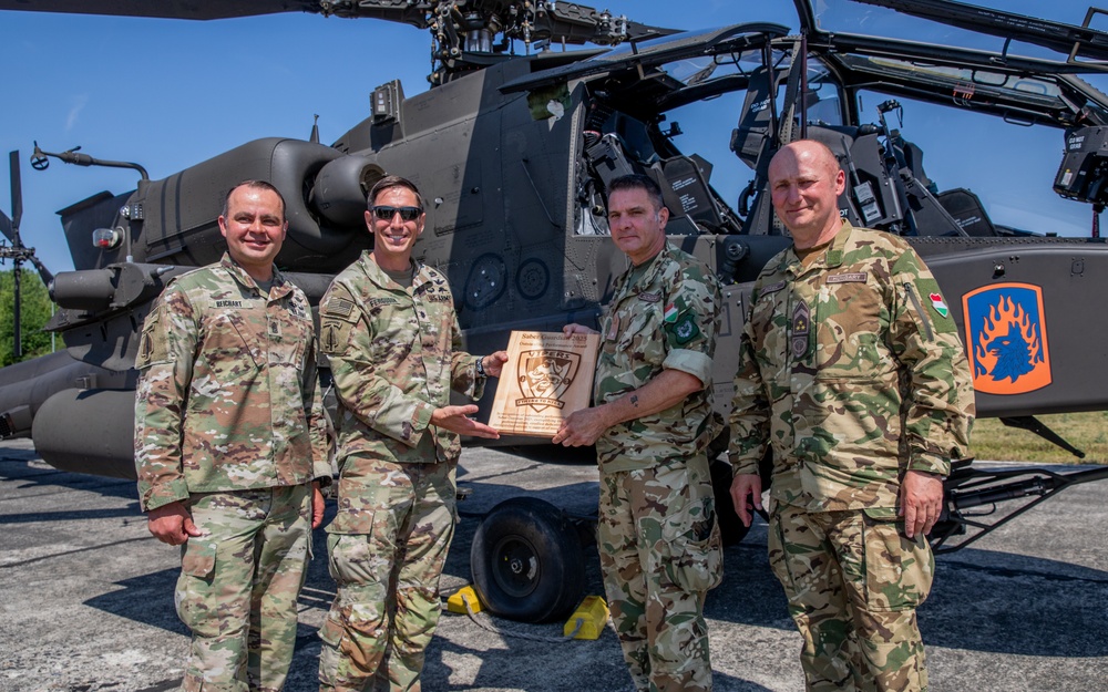 Hungarian Defense Forces Brig. Gen. Balazs Szloszar visits with 12CAB