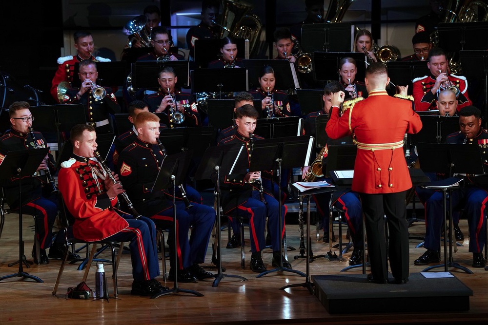 Marine musicians share the stage at Cherry Point, NC
