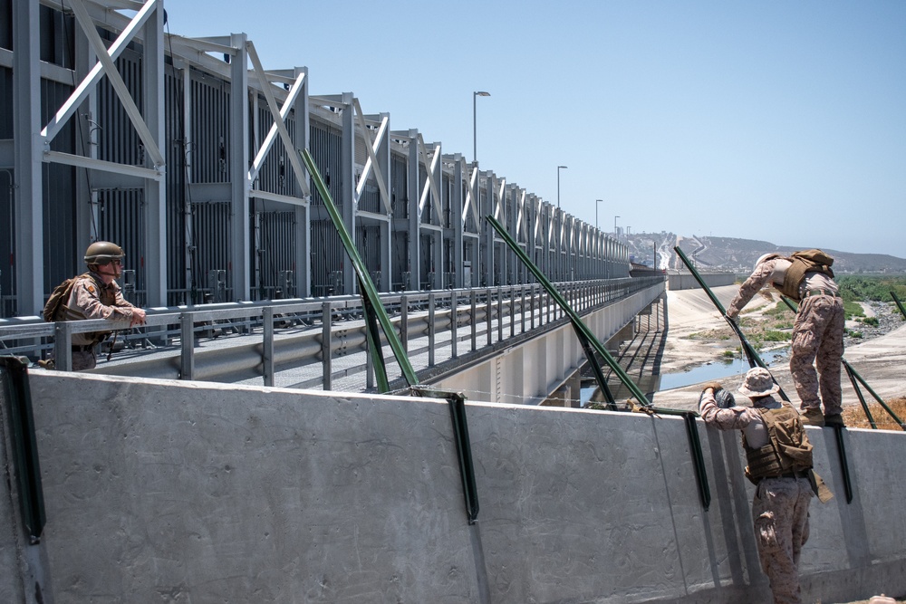 U.S. Marines emplace new wire obstacle near San Ysidro port of entry