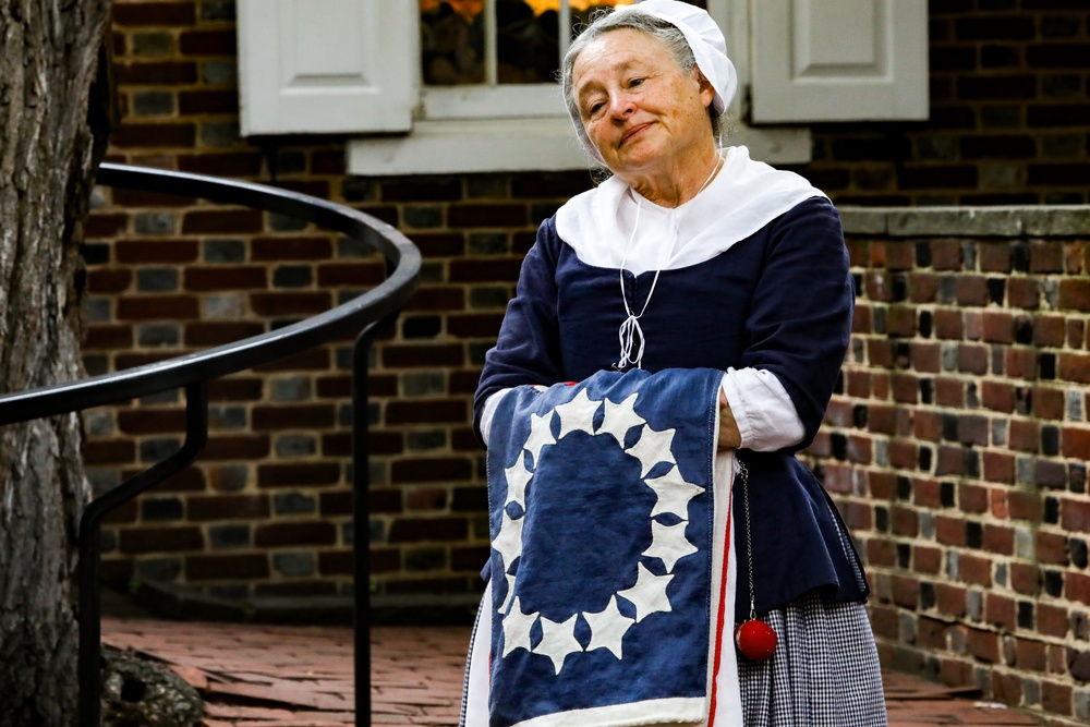 Flag retirement ceremony at the Betsy Ross House