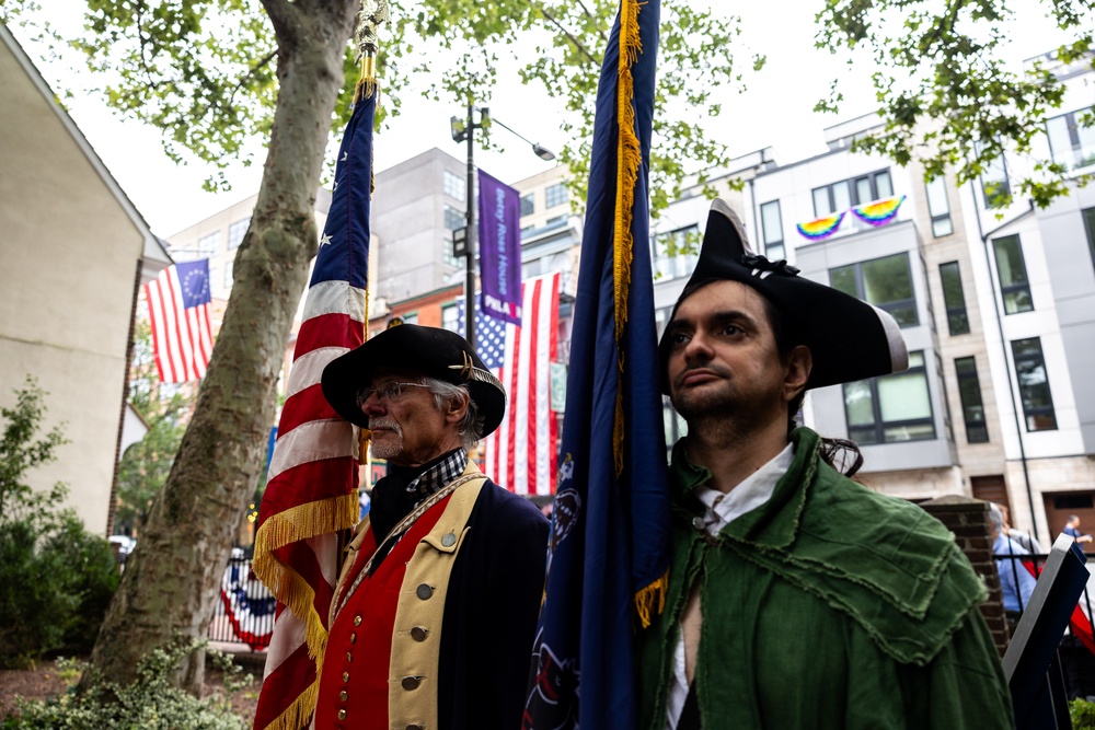 Flag retirement ceremony at the Betsy Ross House