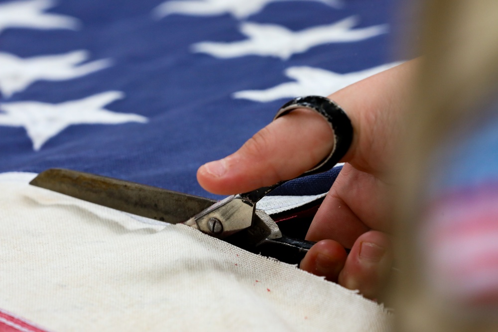 Flag retirement ceremony at the Betsy Ross House