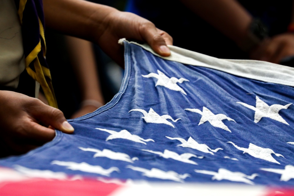 Flag retirement ceremony at the Betsy Ross House