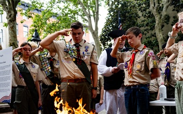 Flag retirement ceremony at the Betsy Ross House
