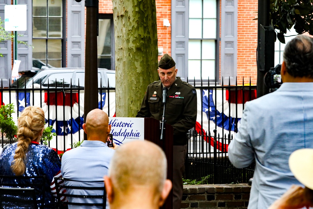 Flag retirement ceremony at the Betsy Ross House