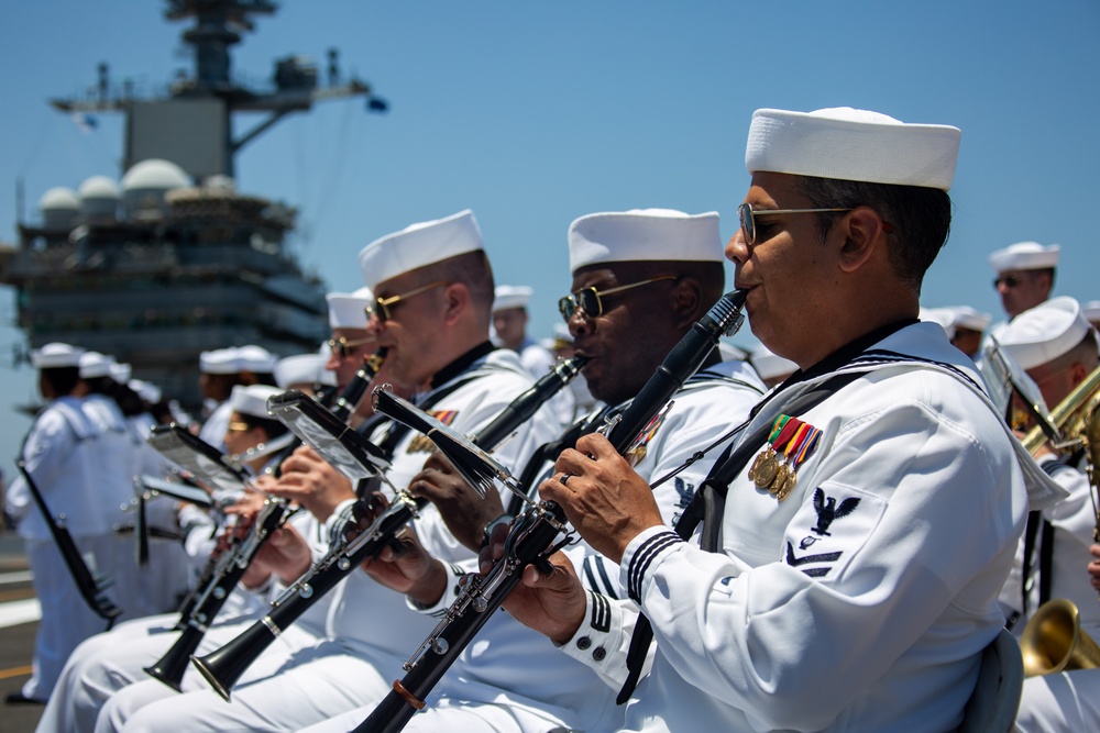 Abraham Lincoln conducts change of command ceremony