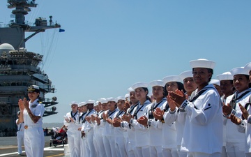 Abraham Lincoln conducts change of command ceremony
