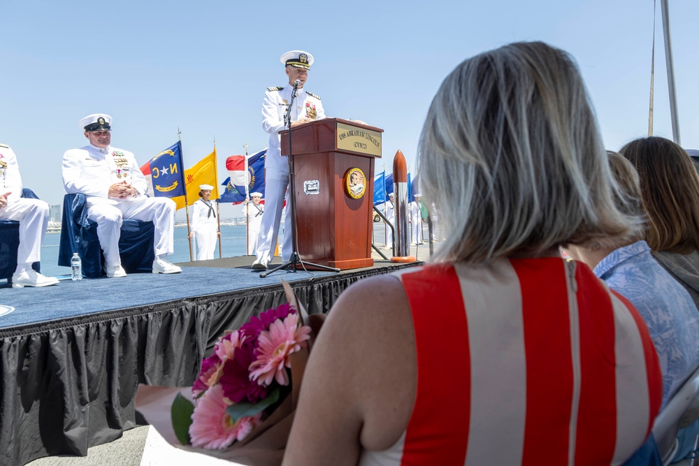 Abraham Lincoln conducts change of command ceremony