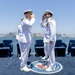 Abraham Lincoln conducts change of command ceremony