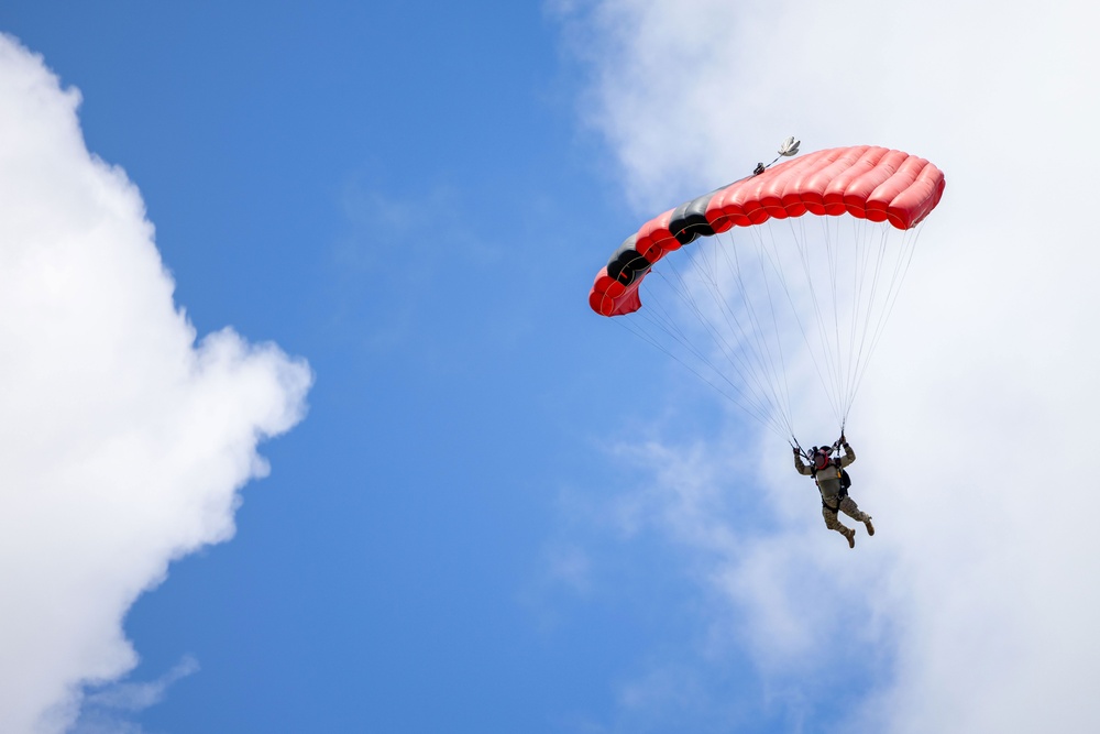 U.S. Army Soldiers Jump from an Osprey during a Recruitment Event in Hawaii