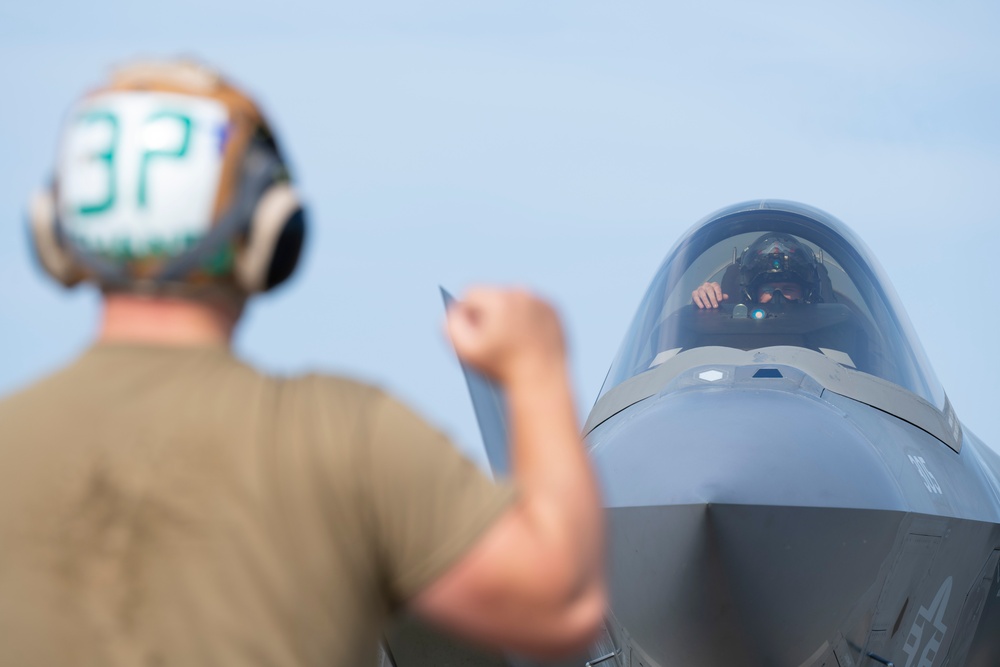 U.S. Navy F-35s launch during Red Flag-Alaska 25-2