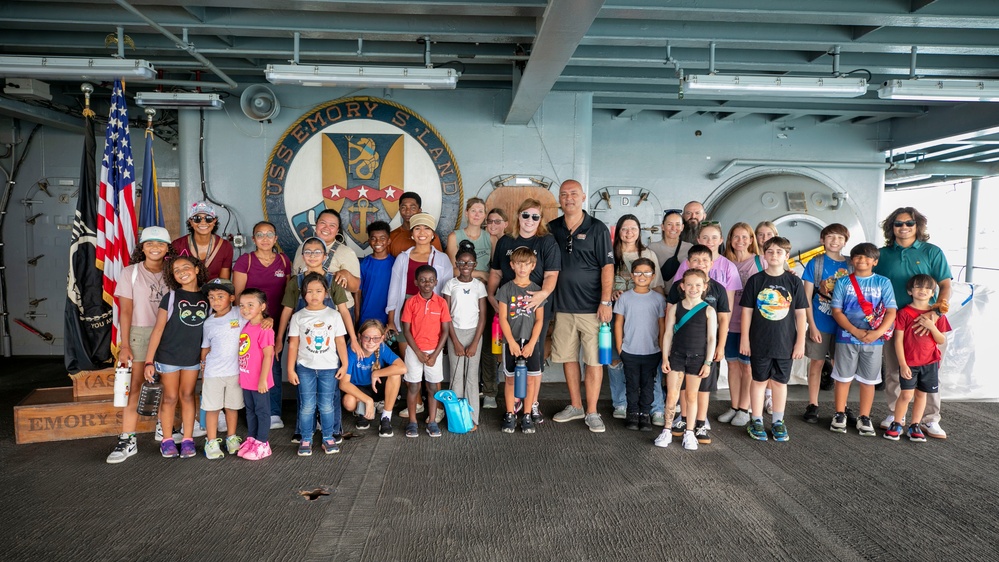 Guam Homeschool Association tours USS Emory S. Land