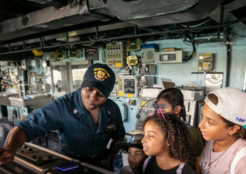 Guam Homeschool Association tours USS Emory S. Land