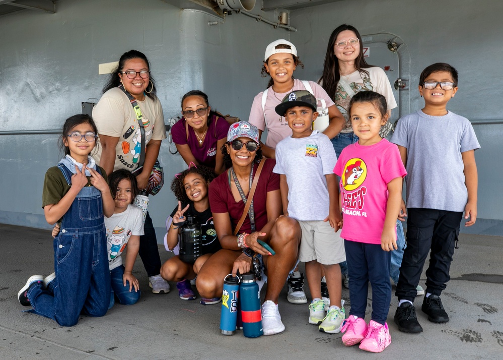 Guam Homeschool Association tours USS Emory S. Land